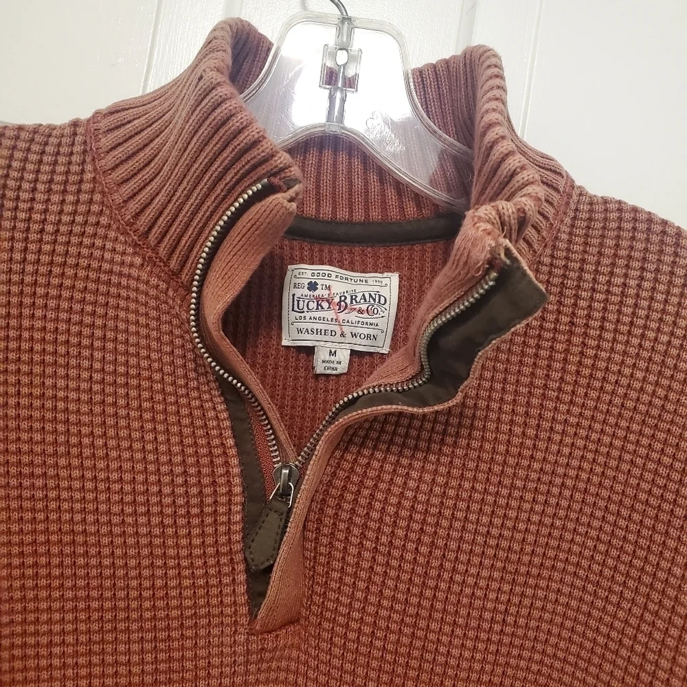 Lucky Brand Waffle Feel Heavy Knit Pullover Size Medium Casual
